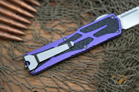 Heretic Knives Colossus OTF AUTO 3.5" CPM-MagnaCut Stonewashed Clip Point Combo Blade, Purple Aluminum Handles