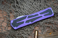 Heretic Knives Colossus OTF AUTO 3.5" CPM-MagnaCut Stonewashed Clip Point Combo Blade, Purple Aluminum Handles
