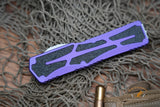 Heretic Knives Colossus OTF AUTO 3.5" CPM-MagnaCut Stonewashed Clip Point Combo Blade, Purple Aluminum Handles