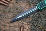 Heretic Knives Cleric II OTF AUTO 4.25" MagnaCut Black DLC Double Edge Dagger Blade, Green Aluminum Handles H020-10A-GRN