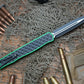 Heretic Knives Cleric II OTF AUTO 4.25" MagnaCut Black DLC Double Edge Dagger Blade, Green Aluminum Handles H020-10A-GRN