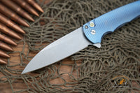 ProTech Malibu Titanium Custom, Wharncliffe Stonewash blade, textured titanium