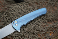 ProTech Malibu Titanium Custom, Wharncliffe Stonewash blade, textured titanium