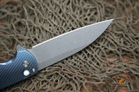 ProTech Malibu Titanium Custom, Wharncliffe Stonewash blade, textured titanium