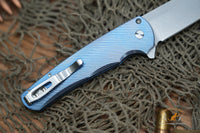 ProTech Malibu Titanium Custom, Wharncliffe Stonewash blade, textured titanium