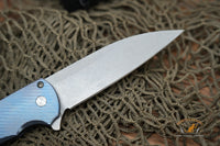 ProTech Malibu Titanium Custom, Wharncliffe Stonewash blade, textured titanium