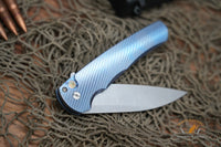 ProTech Malibu Titanium Custom, Wharncliffe Stonewash blade, textured titanium