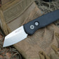 ProTech Runt 5 Black Aluminum Handle, Stonewash Blade