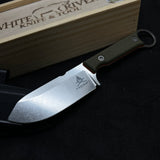 White River Knives FC3.5 Pro Fixed Blade Knife 3.5" S35VN Stonewashed, Textured Olive/orange G10 Handles