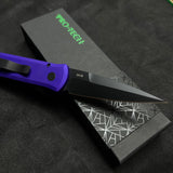 Pro-Tech 721 Godson AUTO Folding Knife 3.15" 154CM Black Plain Blade, Purple Aluminum Handles - 721-Purple