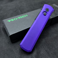 Pro-Tech 721 Godson AUTO Folding Knife 3.15" 154CM Black Plain Blade, Purple Aluminum Handles - 721-Purple
