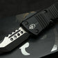 MICROTECH MINI TROODON OTF KNIFE- HELLHOUND EDGE- TACTICAL- BLACK HANDLE- BLACK BLADE 819-1 TS