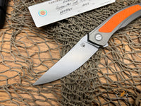 Shirogorov Quantum Ursus NL Flipper Knife 3.8" Cromax PM Drop Point Blade, Milled Titanium
