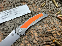 Shirogorov Quantum Ursus NL Flipper Knife 3.8" Cromax PM Drop Point Blade, Milled Titanium