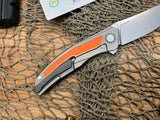 Shirogorov Quantum Ursus NL Flipper Knife 3.8" Cromax PM Drop Point Blade, Milled Titanium
