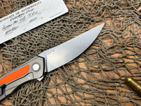Shirogorov Quantum Ursus NL Flipper Knife 3.8" Cromax PM Drop Point Blade, Milled Titanium