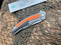 Shirogorov Quantum Ursus NL Flipper Knife 3.8" Cromax PM Drop Point Blade, Milled Titanium