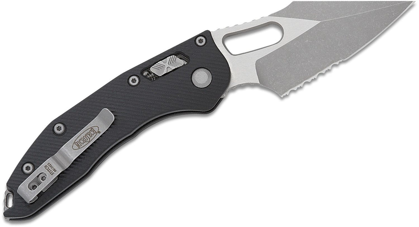 Microtech/Borka Ram-Lock Stitch Folding Knife Serrated Apocalyptic BK G10