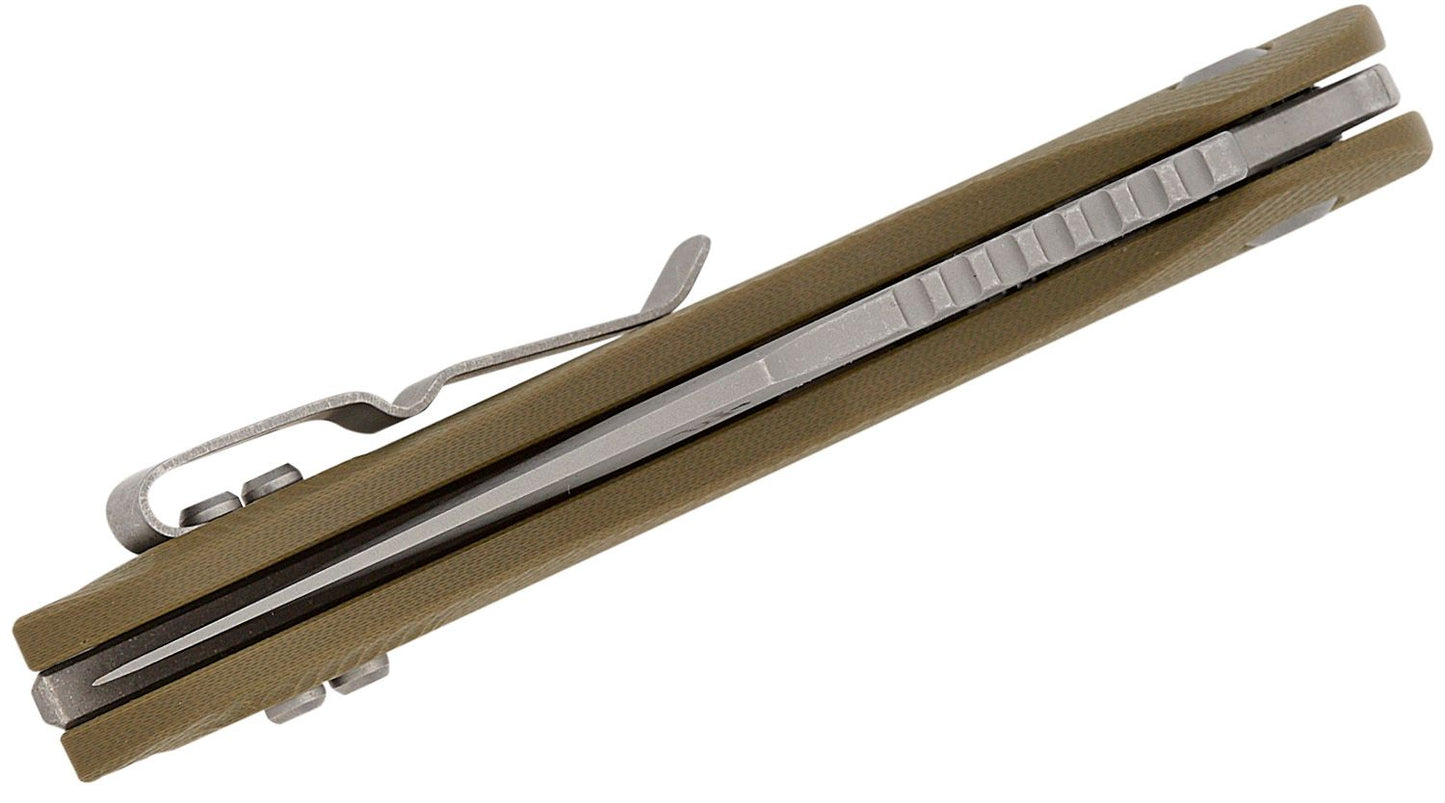 Microtech/Borka Ram-Lock Stitch Folding Knife Serrated Apocalyptic OD G10