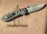 Benchmade Mini Freek Folding Knife 3" S90V Satin Plain Blade, Carbon Fiber Handles, True Red Accents - 565-1