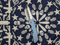 A2D Mark 3 Medium Tanto Blue Ano Seigaiha Titanium Handles