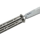 Kershaw 5150 Lucha Balisong Butterfly Knife 4.6" Stonewashed Sandvik 14C28N Clip Point Blade, Stonewashed Stainless Steel Handles, Latch Lock