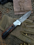 Pro-Tech Bob Terzuola ATCF Steel Custom AUTO Folding Knife 3.5" DLC Black and Hand Satin Drop Point Blade, Jewelry Grade Desert Ironwood Inlays, Mosaic Button