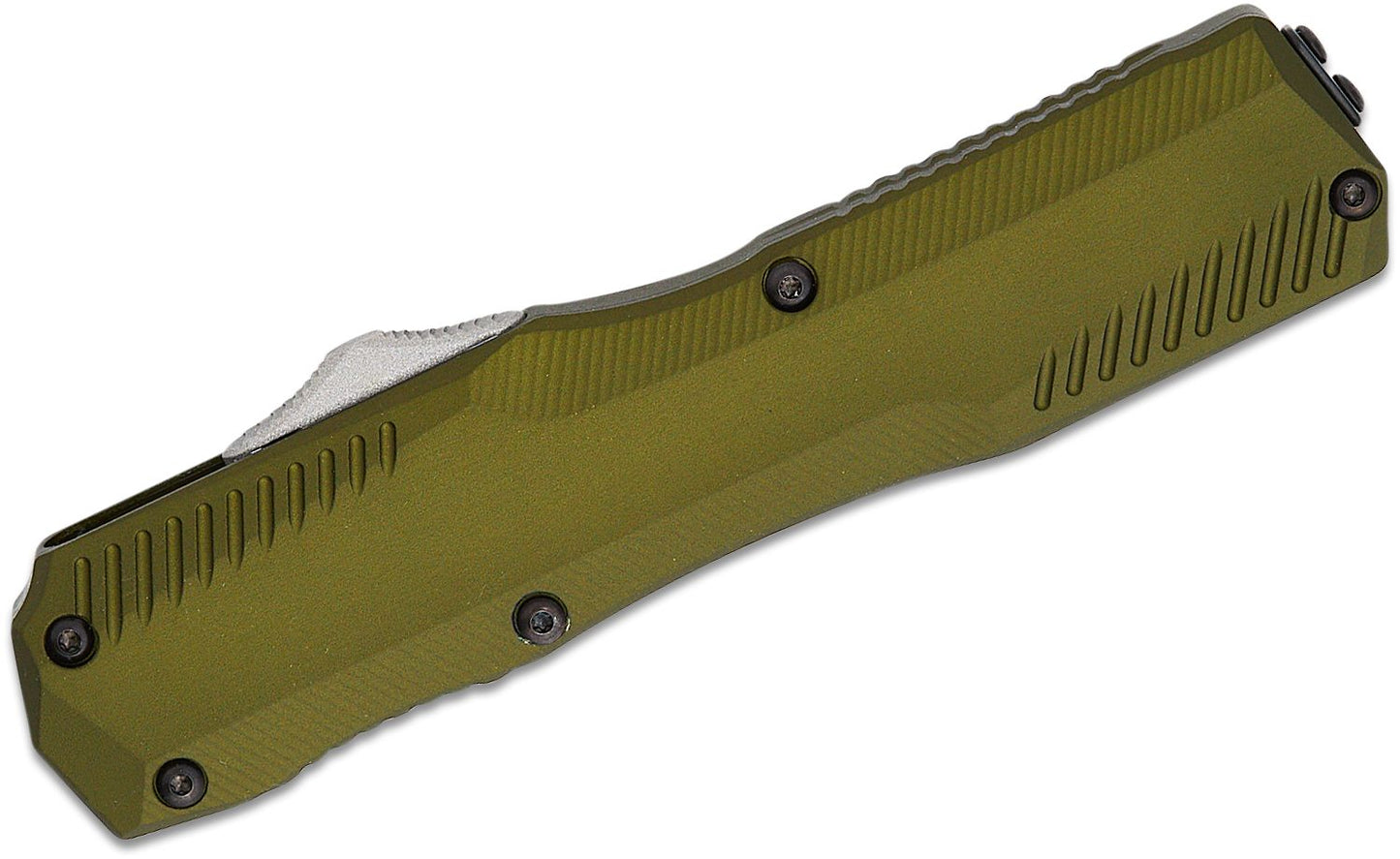 Kershaw 9000OL Matt Diskin Livewire OTF AUTO Knife 3.3" CPM-MagnaCut Stonewashed Spear Point Blade, Green Aluminum Handles, Reversible Clip