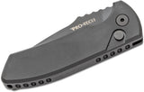 Pro-Tech LG403 Les George SBR Short Bladed Rockeye AUTO Folding Knife 2.5" S35VN Black DLC Plain Blade, Black Aluminum Handles