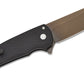 Pro-Tech SHOT Show 2024 Malibu Manual Flipper Knife 3.30" CPM-20CV Smoky Gray DLC Reverse Tanto Blade, Black Aluminum Handles, White Mother of Pearl Button - Malibu - SHOT Show