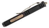 Microtech 231-13 UTX-85 AUTO OTF Knife 3" Bronze Plain Drop Point Blade, Black Aluminum Handles