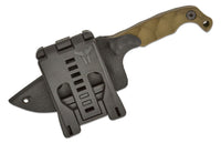 Stroup Knives Mini1 EDC Fixed Blade Knife 3.125" 1095 Hand Carved Pike Blade, Milled OD Green G10 Handles, Kydex Sheath - MINI1-ODGREEN-G10