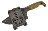 Stroup Knives Mini1 EDC Fixed Blade Knife 3.125" 1095 Hand Carved Pike Blade, Milled OD Green G10 Handles, Kydex Sheath - MINI1-ODGREEN-G10
