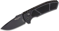 Pro-Tech LG407 Les George SBR Short Bladed Rockeye AUTO Folding Knife 2.5" S35VN Black DLC Plain Blade, Knurled Black Aluminum Handles