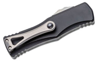 Microtech 702-10 Hera OTF AUTO Knife 3.125" Stonewashed Double Edge Dagger Blade, Black Aluminum Handles