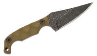 Stroup Knives Mini1 EDC Fixed Blade Knife 3.125" 1095 Hand Carved Pike Blade, Milled OD Green G10 Handles, Kydex Sheath - MINI1-ODGREEN-G10