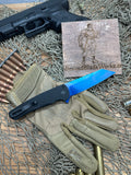 Pro-Tech 5206 Malibu Manual Flipper Knife 3.30" CPM-20CV Stonewashed Sapphire Blue Reverse Tanto Blade, Black Textured Aluminum Handles