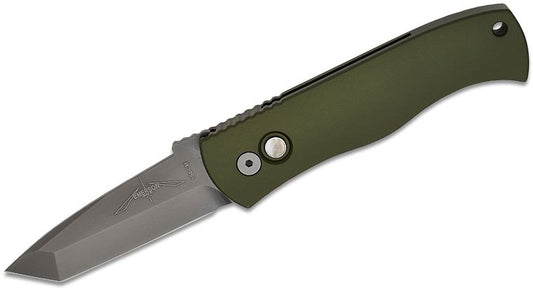 Pro-Tech SHOT Show 2024 Special Emerson CQC7 AUTO Folding Knife 3.25" 154CM Smoky Gray DLC Tanto Blade, Dark Green Aluminum Handles - CQC7 - SHOT Show