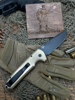 Pro-Tech LG336-D2 Custom Les George Rockeye AUTO Folding Knife 3.375" S35VN Two-Tone Drop Point Blade, Textured Bronze Handles,