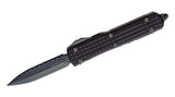 Microtech 122-3UT-DSH Ultratech Shadow Frag AUTO OTF 3.46" Black DLC Plain and Serrated Double Edge Blade, Black Aluminum Handle with Nickel Boron Internals