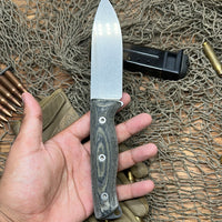 White River Knives Ursus 45 Fixed Blade Knife 4.5" S35VN Stonewashed, Black & Olive Linen Micarta Handles, Kydex Sheath - WRUR45-LBO