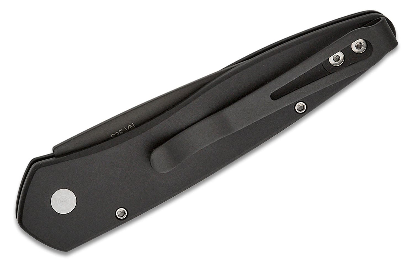 Pro-Tech 3407 Newport AUTO Folding Knife 3" S35VN Black DLC Plain Blade, Black Aluminum Handles