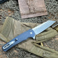Pro-Tech Ti Custom Malibu Show Special -Manual Flipper Knife 3.30" CPM-20CV Stonewash Reverse Tanto Blade, Blue/Bronze Machine Textured Titanium Handles