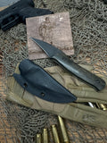 Field Initiative Rooster Green Micarta scales, Coated Black  Blade