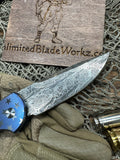 Pro-Tech Tr3 Custom 006 Titanium Frame with Patriotic Theme. Eggerling Carbon mosaic Damascus Blade
