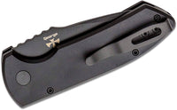 Pro-Tech LG407 Les George SBR Short Bladed Rockeye AUTO Folding Knife 2.5" S35VN Black DLC Plain Blade, Knurled Black Aluminum Handles