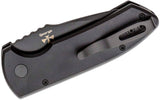 Pro-Tech LG407 Les George SBR Short Bladed Rockeye AUTO Folding Knife 2.5" S35VN Black DLC Plain Blade, Knurled Black Aluminum Handles