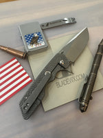 A2D Mark 3 Medium Drop Point Blade Titanium Topo Texture Machined Handles