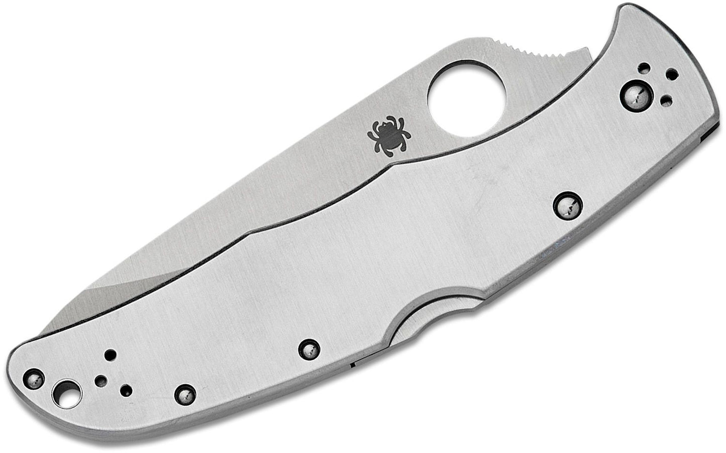 Spyderco Endura 4 Folding Knife 3.875" Satin Plain Blade, Stainless Steel Handles, Lockback - C10PS