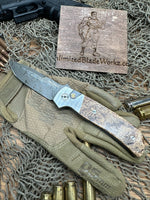 Pro-Tech Bob Terzuola ATCF Steel Custom AUTO Folding Knife 3.5" Chad Nichols Damascus Drop Point Blade, Maple Burl Handles, Mosaic Button